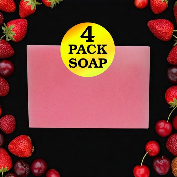 NEW Berry, Vanilla, & Candy scented handmade soap. Set of 4 soap bars. - Picture 1 of 5